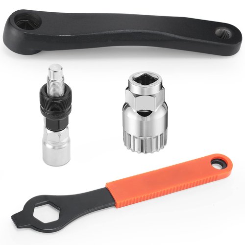 Chumia 4 Pcs Bike Crank Removal Tool Including 1 Pc Bike Crank Extractor 1 Pc Bottom Bracket Remover 1 Pc 16mm Spanner 1 Pc Crank Arm Left Bike Repair Tool Kit for MTB Mountain Bike Road Bike