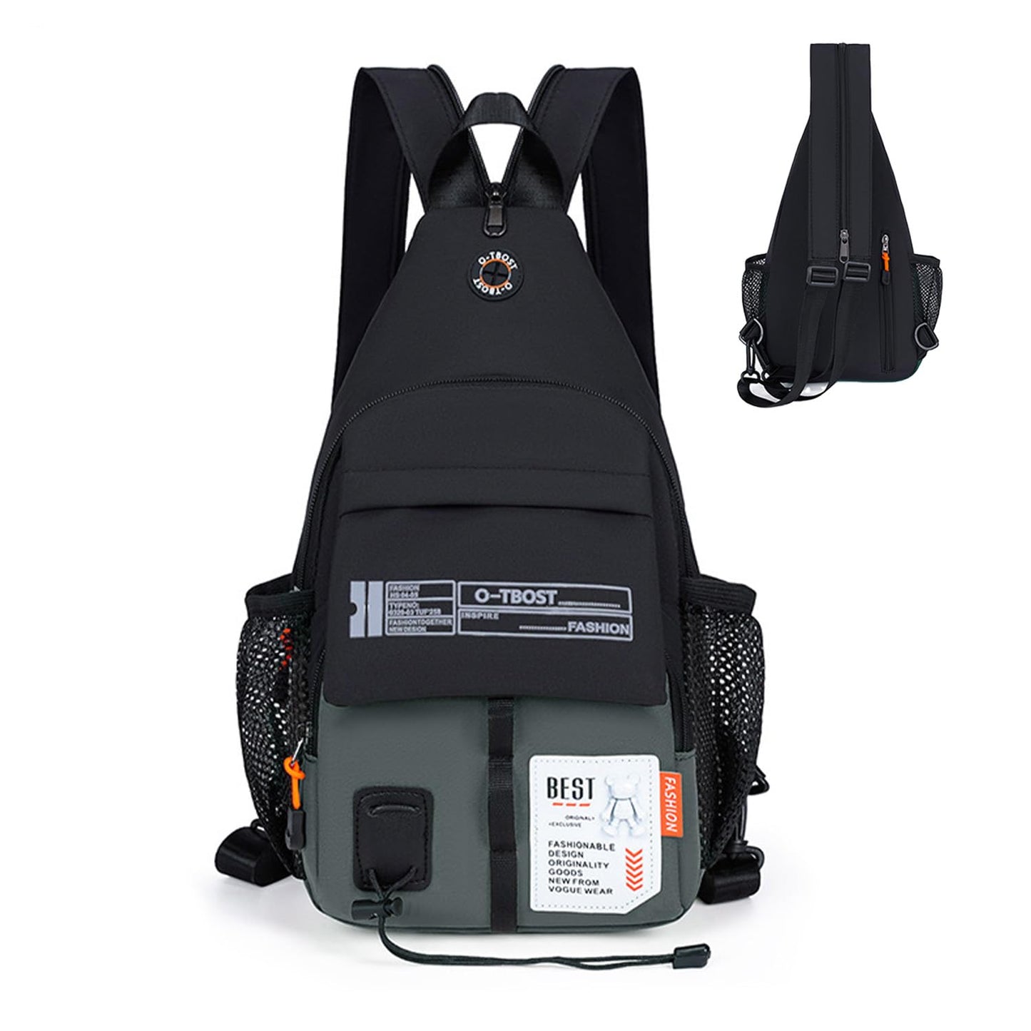 JENAGREEN Waterproof Sling Backpack Crossbody Shoulder Bag for Women Men, Crossbody Bag Casual Daypack Travel Hiking Adjustable Chest Bag