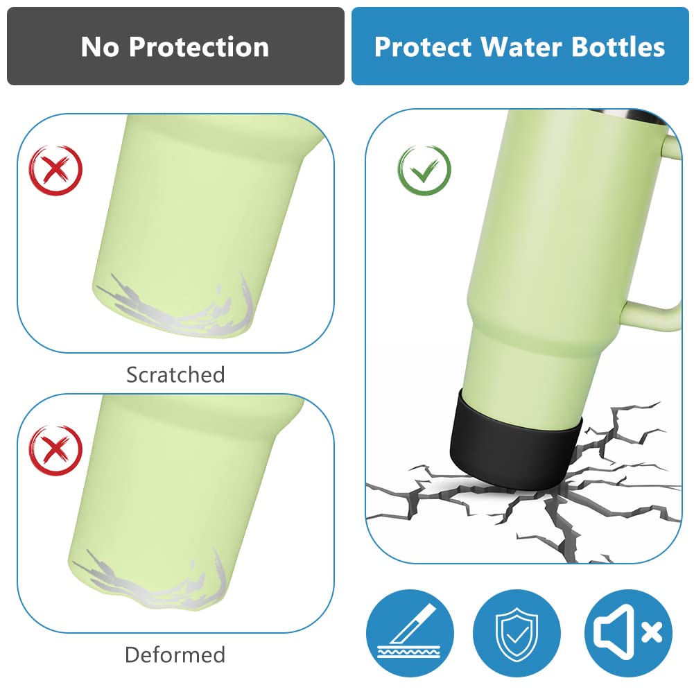 AUAUY 1 Pc Protective Silicone Boot for Stanley Quencher Adventure 40oz & IceFlow 20oz/30oz, Anti-Slip, Noise Reduction, Black