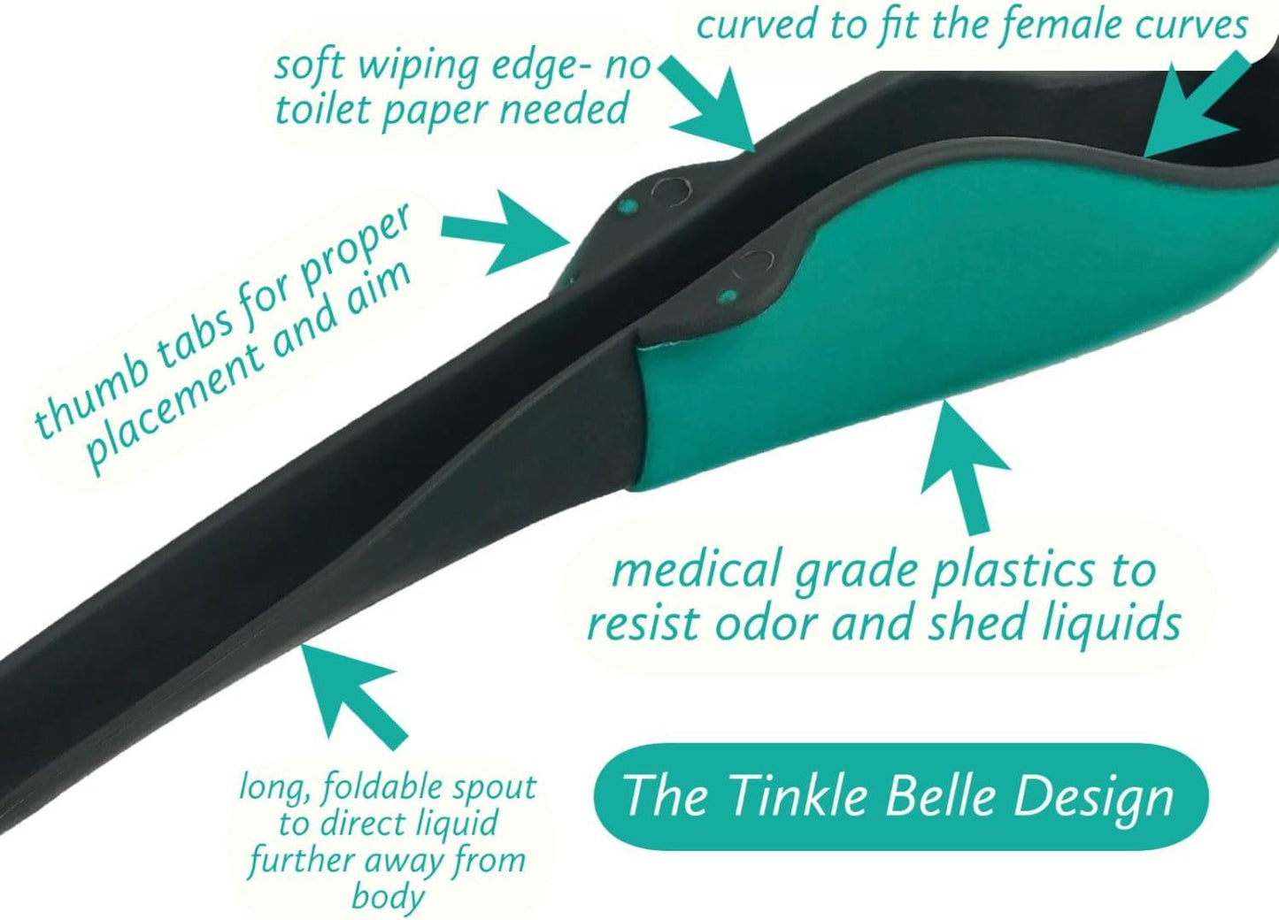 Tinkle Belle Female Urination Device/Portable Urinal with Case -Stand to Pee While Staying Fully Clothed. Easy, Compact, Reliable for Hiking/Camping/Travel/Concerts/Festivals/Dirty Toilets