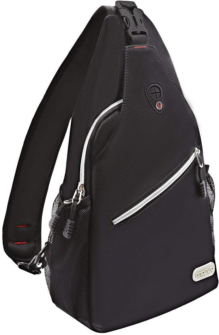 MOSISO Rope Sling Backpack (Up to 13 inch), Multipurpose Crossbody Chest One Shoulder Outdoor Travel Hiking Daypack, Black