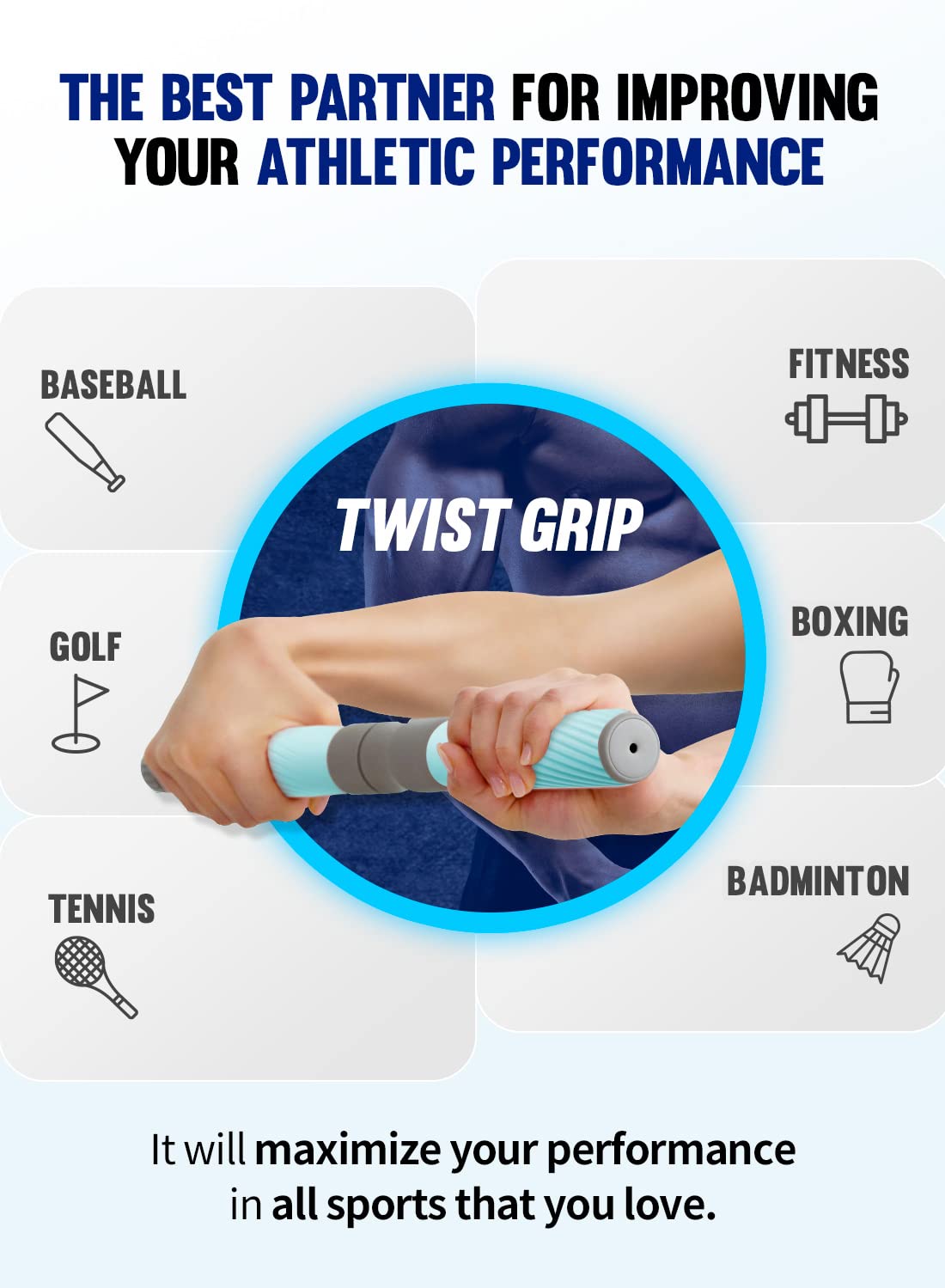 GD Twist Grip Adjustable Resistance Bar for Wrist Strength, Relieves Tendonitis Pain & Improve Grip Strength, Forearm Strength Trainer, Hand Exerciser Bars, Wrist and Elbow Strengthener