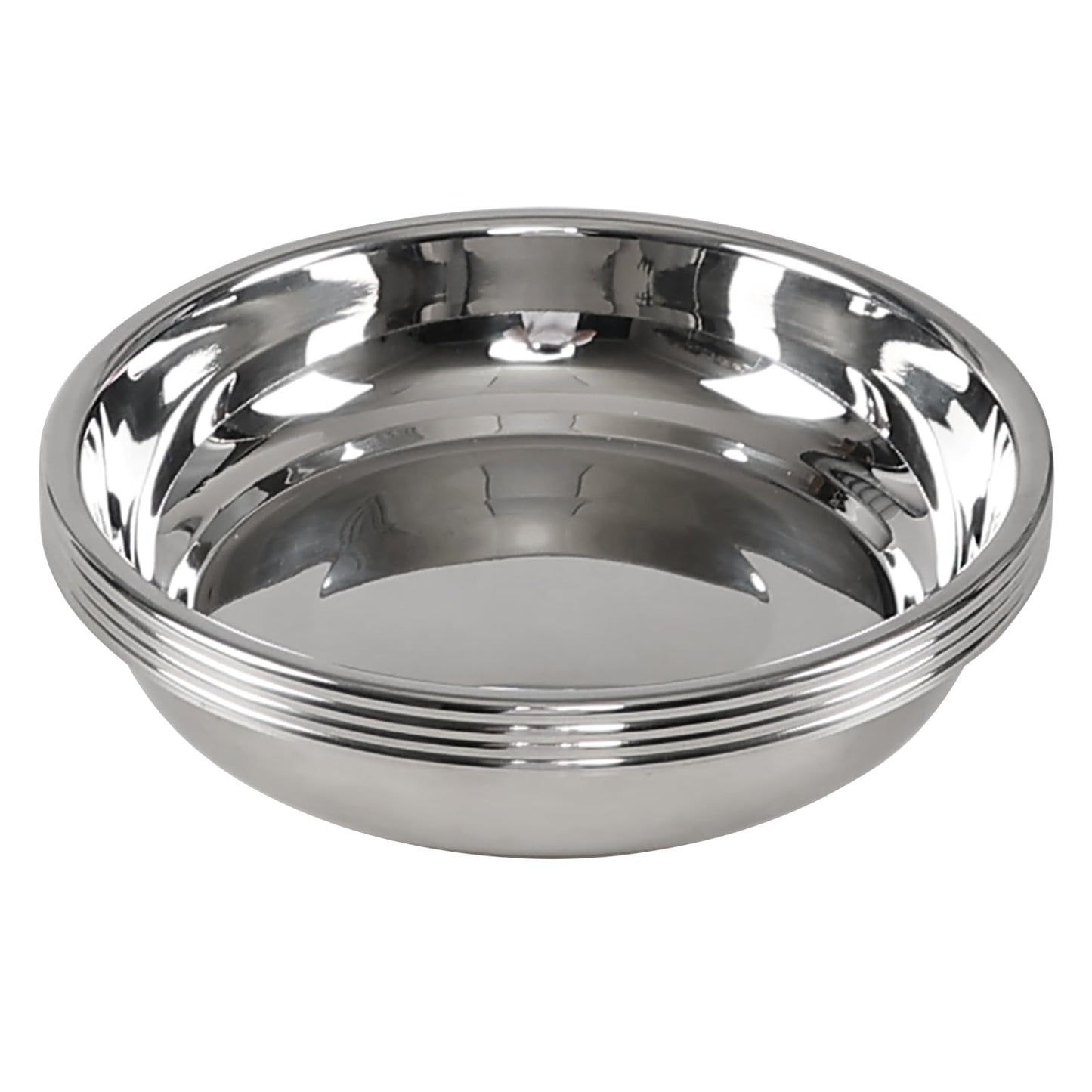 Fabnati Set of 4 Stainless Steel Plates for Eating, Round Camping Serving Plate Set