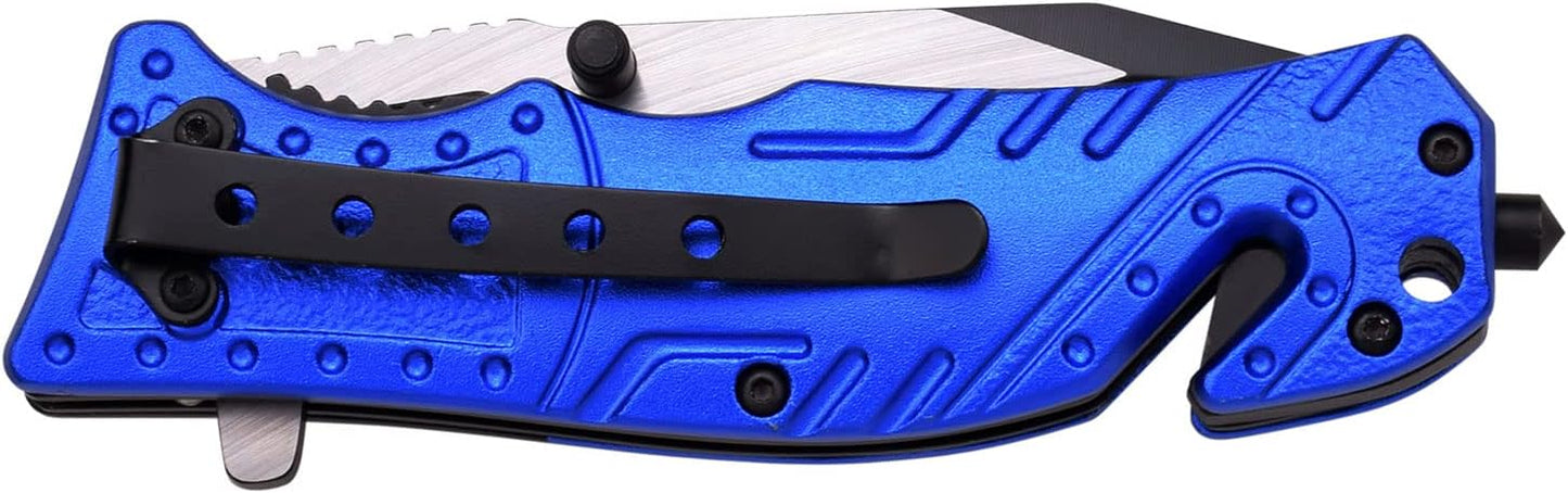 MTECH USA TAC Force TF-835 Series Spring Assist Folding Knife, Two-Tone Half-Serrated Blade, 4.5-Inch Closed