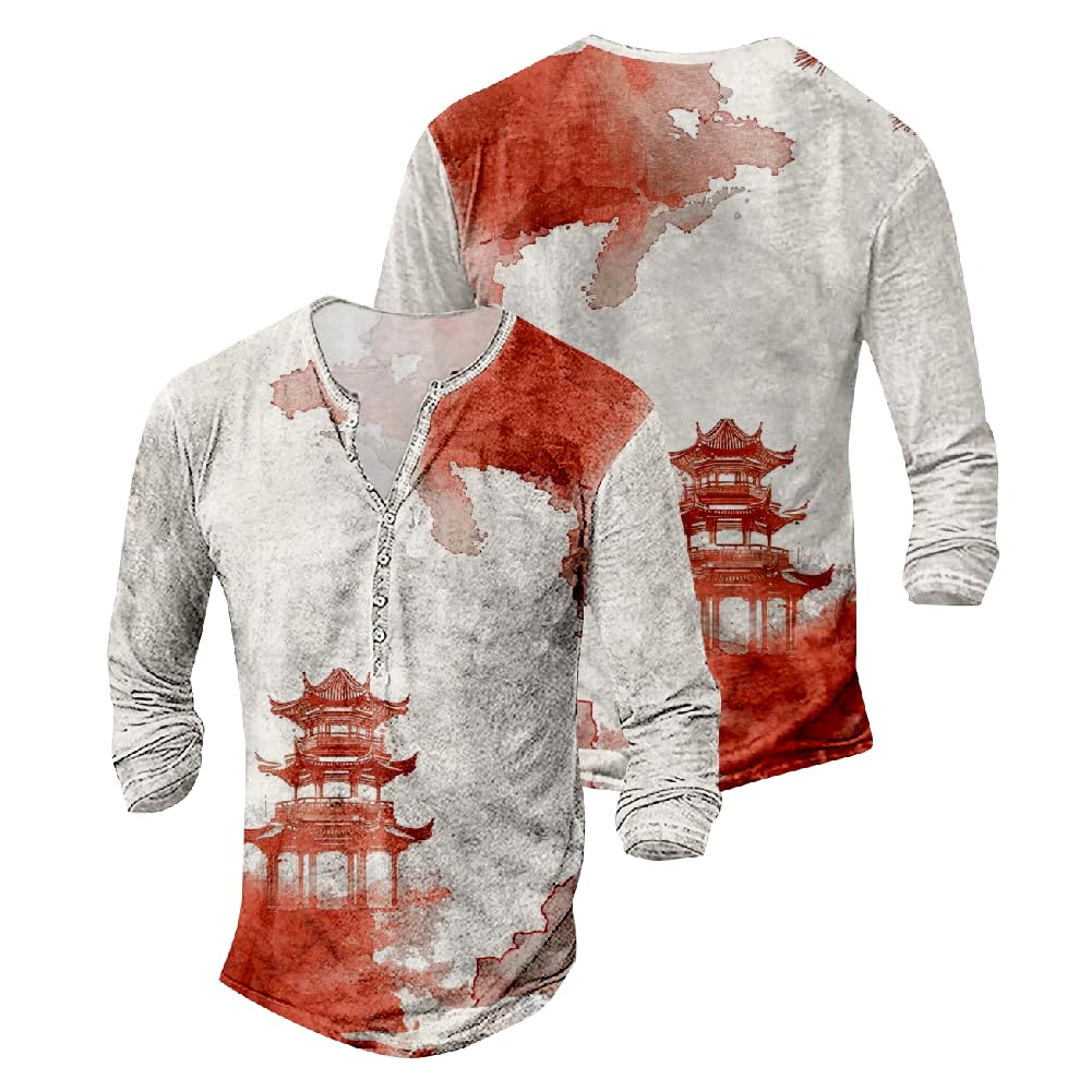Graphic Tees Men Fashion Print Long Sleeve T Shirt Slim Fit Breathable Summer Tee Comfy Vintage Modest White,XL