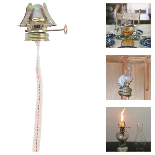 STOBAZA 2Pcs Oil Lamp Burner Replacement Kerosene Lamp Parts for Antique Hurricane Lantern - Brass