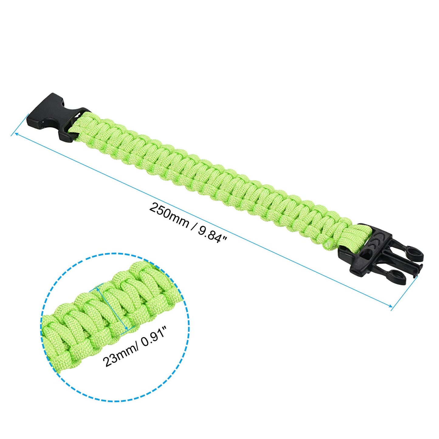 PATIKIL Survival Paracord Bracelets, Braided Parachute Bracelet with Plastic Buckle Party Favors Camping Gifts Outdoor Wraps for Men, Light Green