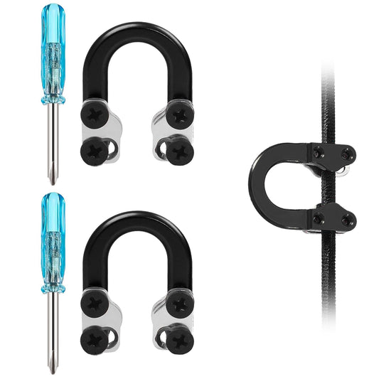 2 Sets Archery D-Loop Set for Compound Bows, Black Metal U-Nock D-Ring with Buckle Release, with Screwdrivers for Easy Installation, Ideal for Bow Hunting & Shooting Accessories