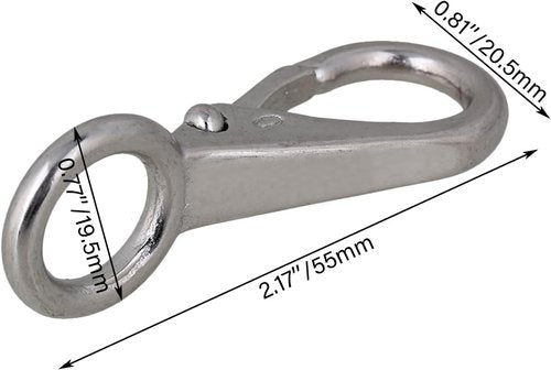 CNBTR Fixed Eye Hook Link 0# Boat Clip Hook 55mm Length Silver 304 Stainless Steel Pack of 20