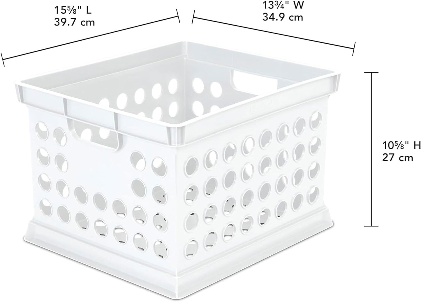 Sterilite Stackable Plastic Storage Crate Bin Organizer File Box with Handles for Home, Office, Dorm, Garage, or Utility Organization, Black, 6-Pack