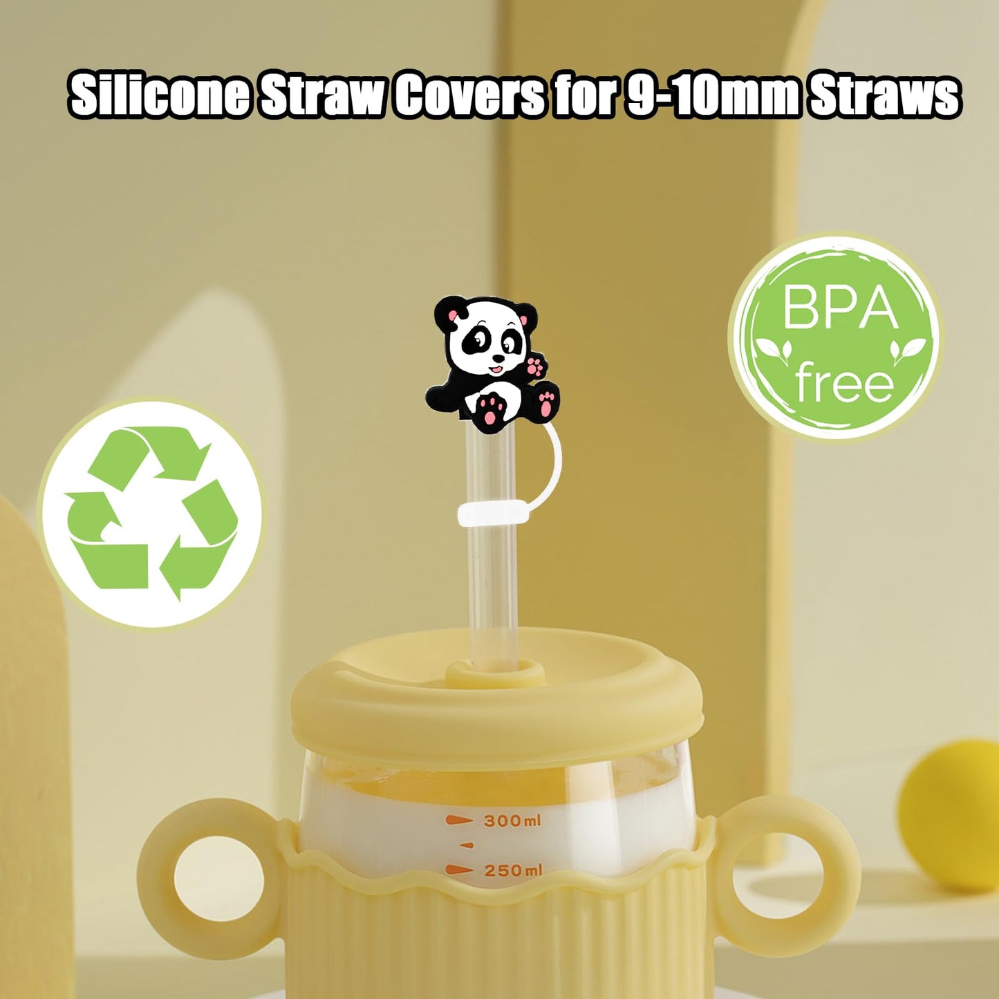8 Packs Straw Cover Cap for Stanley Cup, Silicone Straw Topper Compatible with 30&40 Oz Tumbler with Handle, 10mm Reusable Straws Tips Lids, White