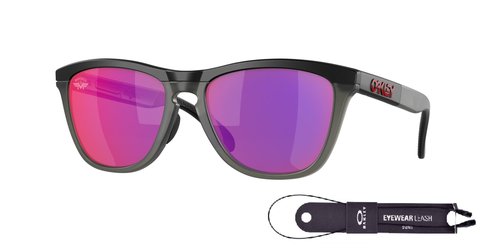 OAKLEY Frogskins Range OO9284 928413 55MM Matte Black/Matte Grey Smoke/Prizm Road Square Sunglasses for Men For Women+ Bundle Accessory Leash Kit, Microfiber Pouch