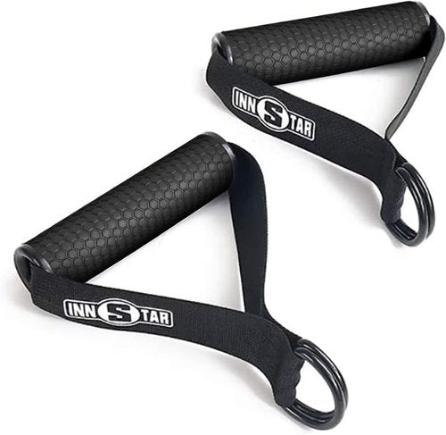 INNSTAR Upgraded Heavy Duty Exercise Handles, Cable Machine Attachments Resistance Bands With Solid ABS Core Grips, Fitness Strap Stirrup Handle Cable Attachment