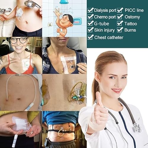 12"x15.7" Waterproof Shower Cover Incision Bandages for Large Wound with No Glue On The Center Adhesive Transparent Shower Protector Post Surgical Water Barrier Guard Pack of 7