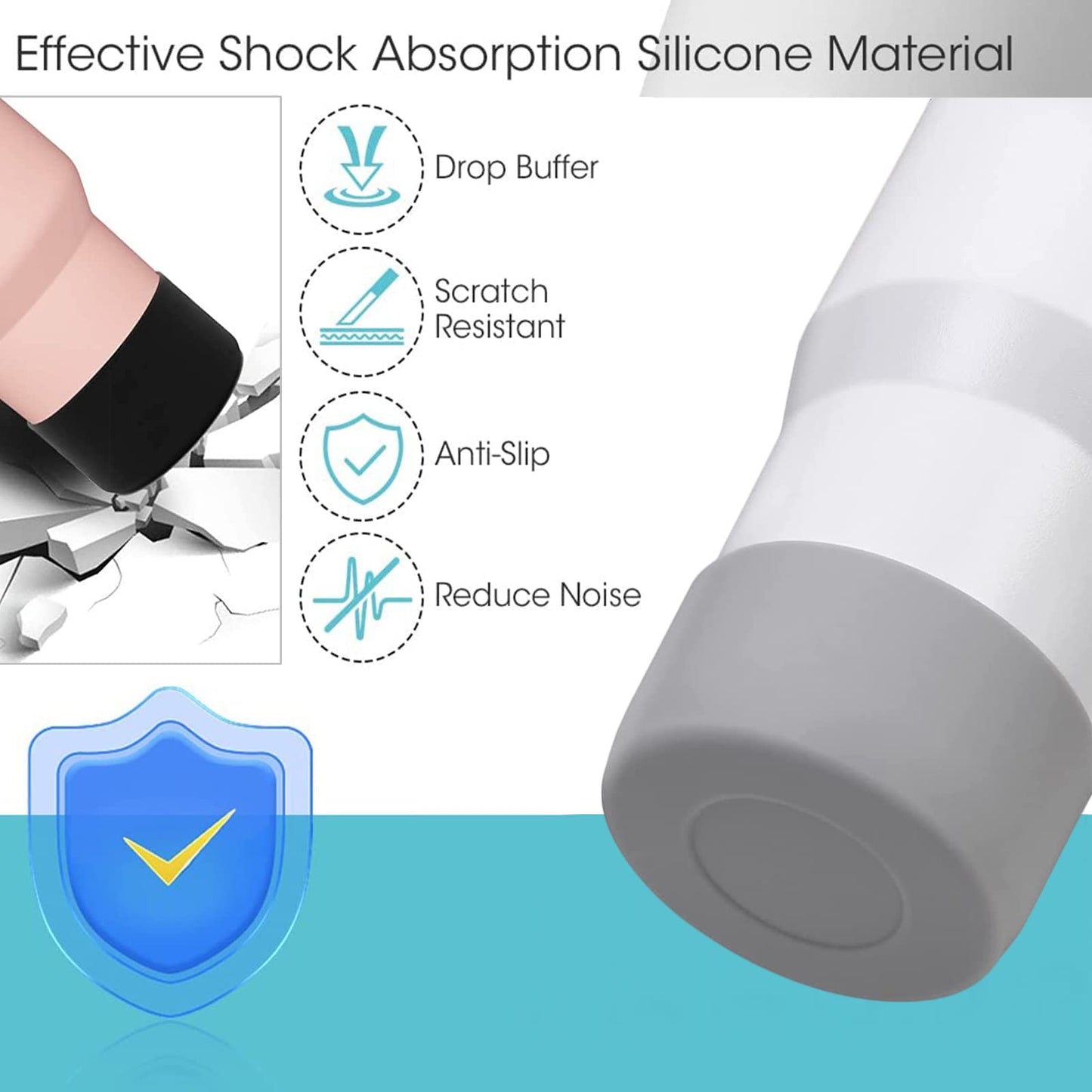 JERYMUND 2Pcs Silicone Boot for Stanley Cup Accessories, Protective Water Bottle Bottom Cover for Stanley Tumbler 40 30 20 oz & Hydro Flask 12-24oz & Select Yeti