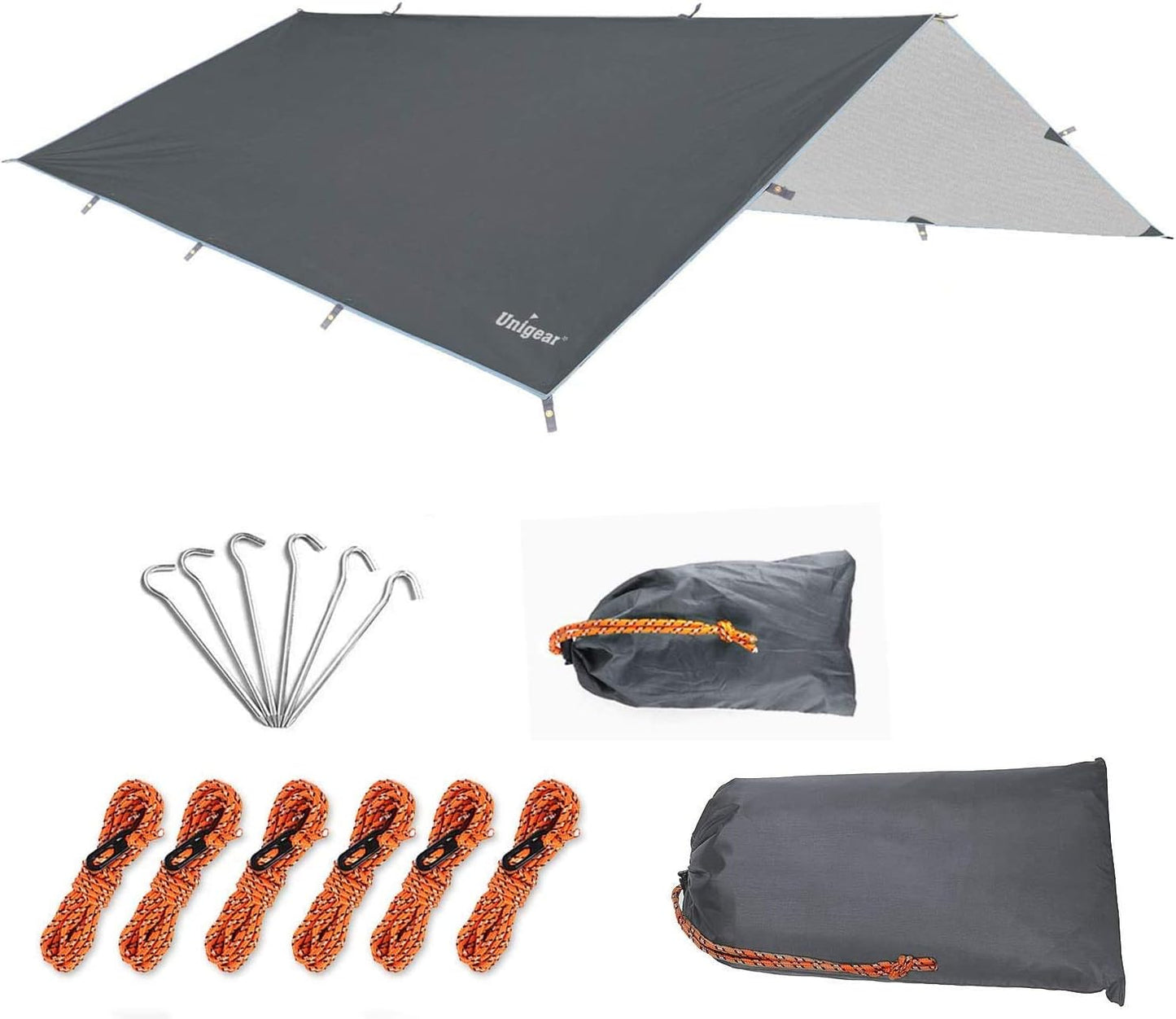 Unigear Hammock Rain Fly, 16.4/14.4/13/10ft Camping Tarp, UV Protection & Waterproof & Lightweight for Camping, Backpacking and Outdoor Adventure (Brown,10 * 10ft)