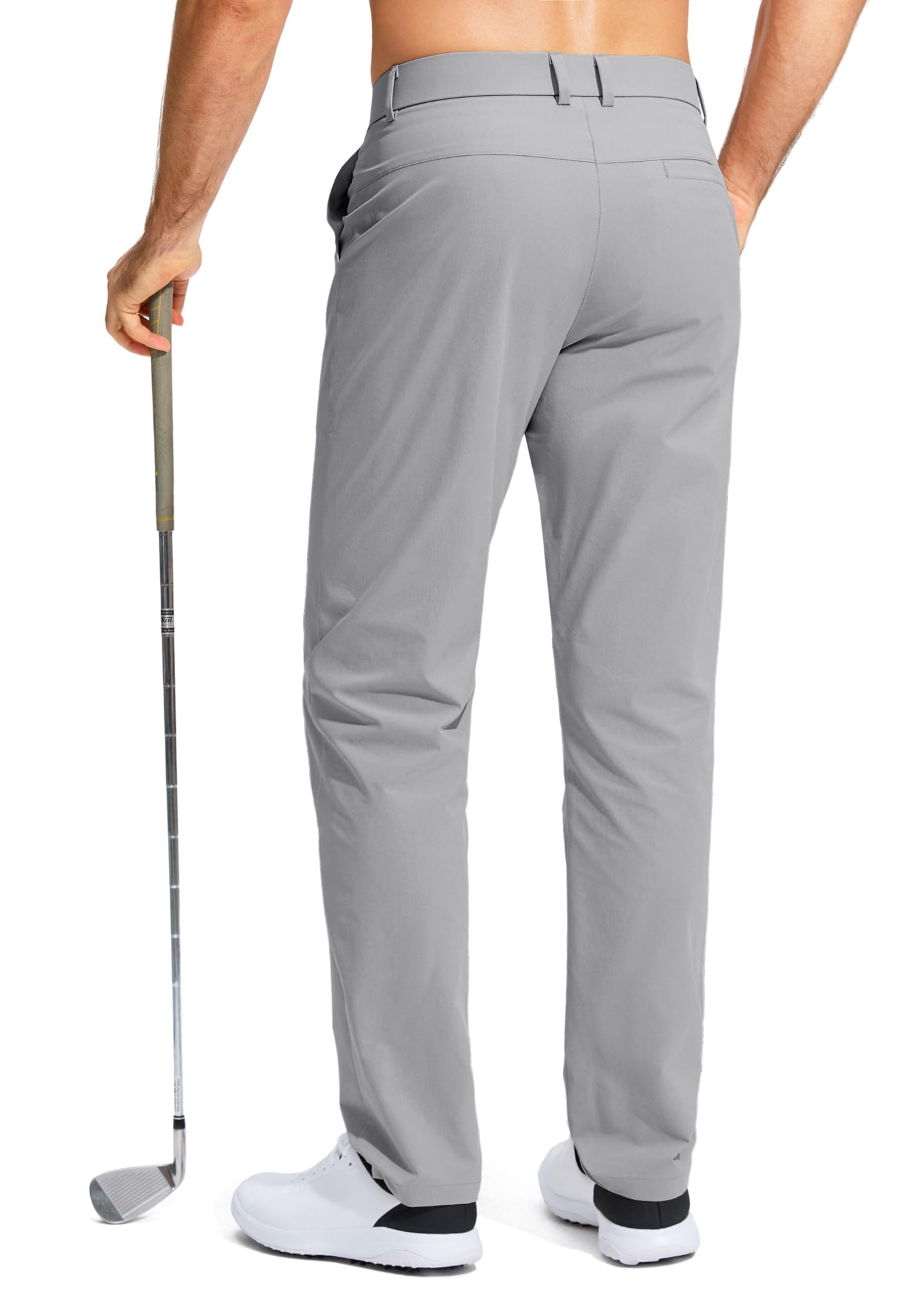 Pudolla Men's Golf Pants Mens Dress Pants Stretch Work Pants 30 Lightweight Quick Dry Slacks Casual Trousers with Pockets(Light Grey 38Wx30L)