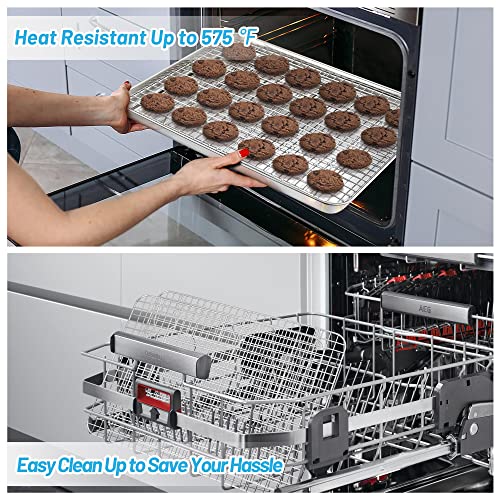 TeamFar Stainless Steel Cooling Rack 15.3x11.2 Inches - Heavy Duty Baking Grid Set of 2