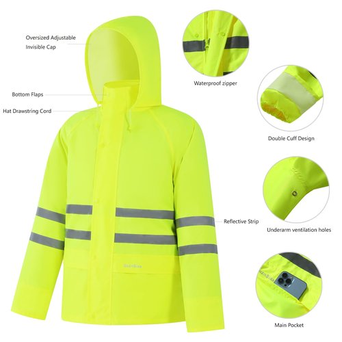 Waterproof Rain Suits, Rain Gear for Men Women Outdoor Rainwear Fishing Rain Jacket and Rain Pants(Yellow,X-Large)