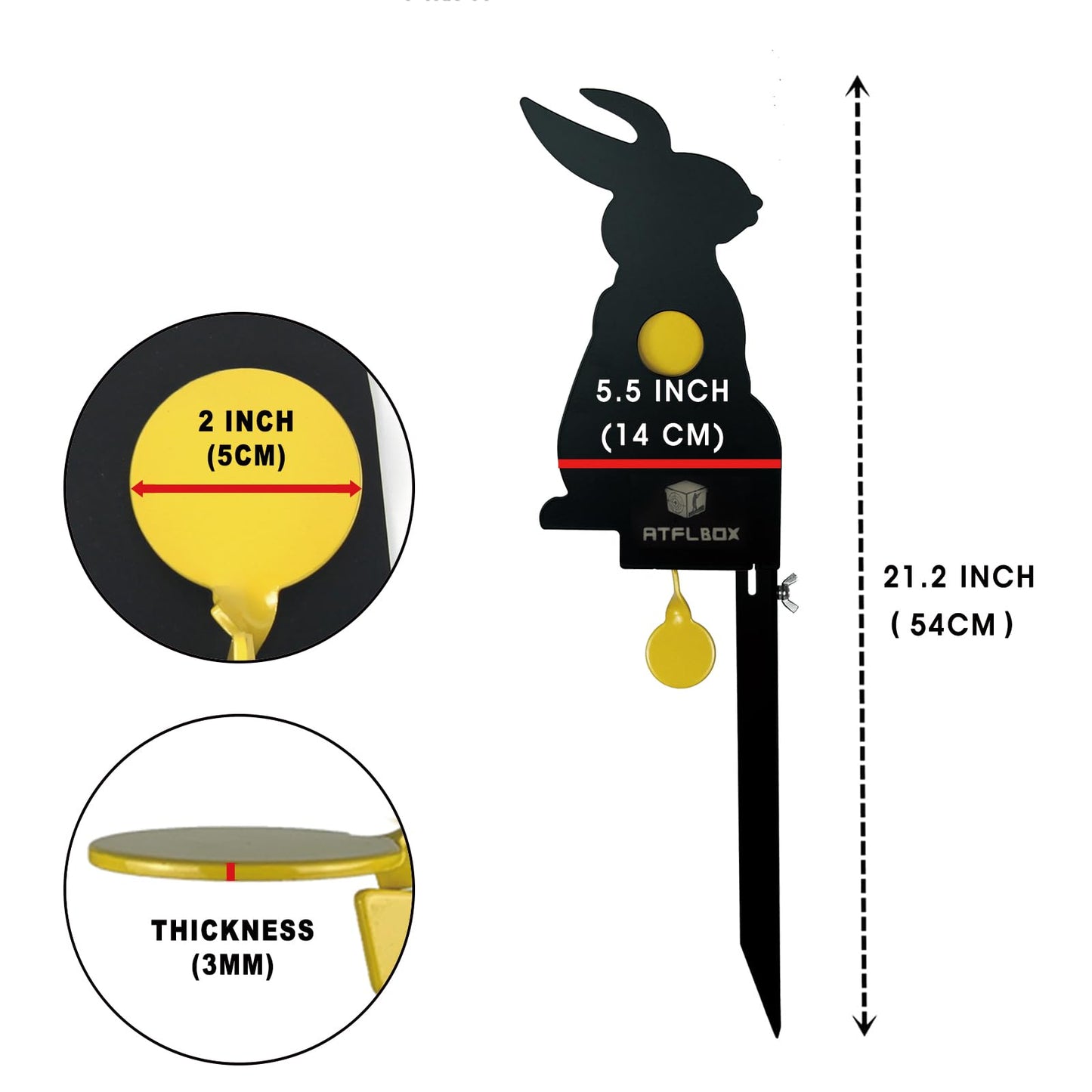 Atflbox Metal Rabbit Reset Target, Air Rifle Animal Silhouette Shooting Targets for Outdoor and Backyard, Rated for Airgun Pellet .177 .22 Caliber