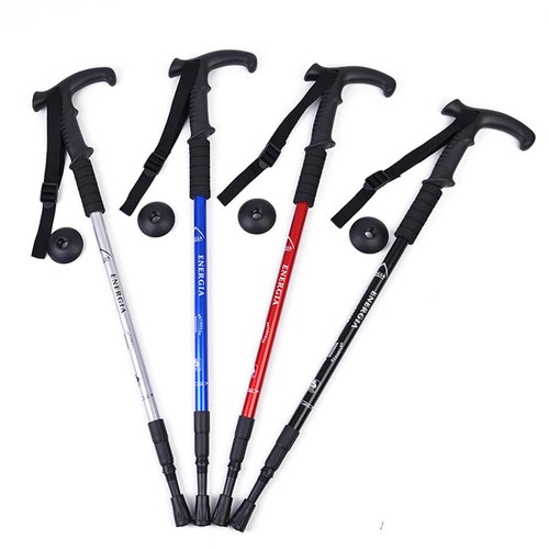 ThreeH Pair of 2 Anti Shock Walking Cane Trekking Poles T Handle Anti-Slip Walking Sticks Portable Lightweight Adjustable Hiking Poles for Men Women Blue