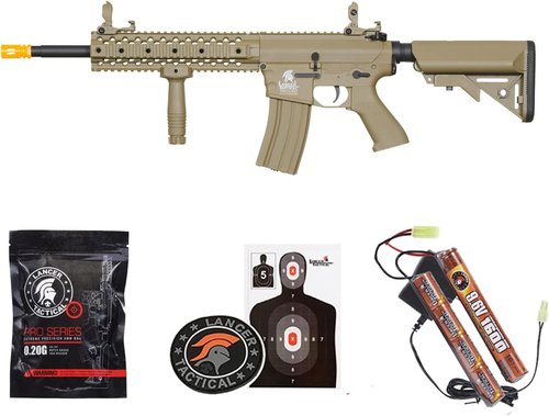 Lancer Tactical Gen 2 Evo Durable Polymer M4 Airsoft Gun AEG w/Grip, Battery, Charger & 1000 Rounds BBS Included
