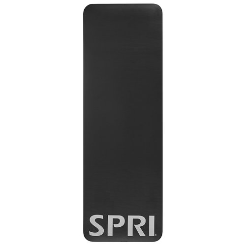 SPRI 12mm Pro Fitness Matt - Thick Exercise Mat for Floor Workouts, Sit-Ups, Push-Ups, Stretching, Toning, and General Fitness - Non-Slip Texture, Cushioned, Portable Rolling Mat with Carrying Strap