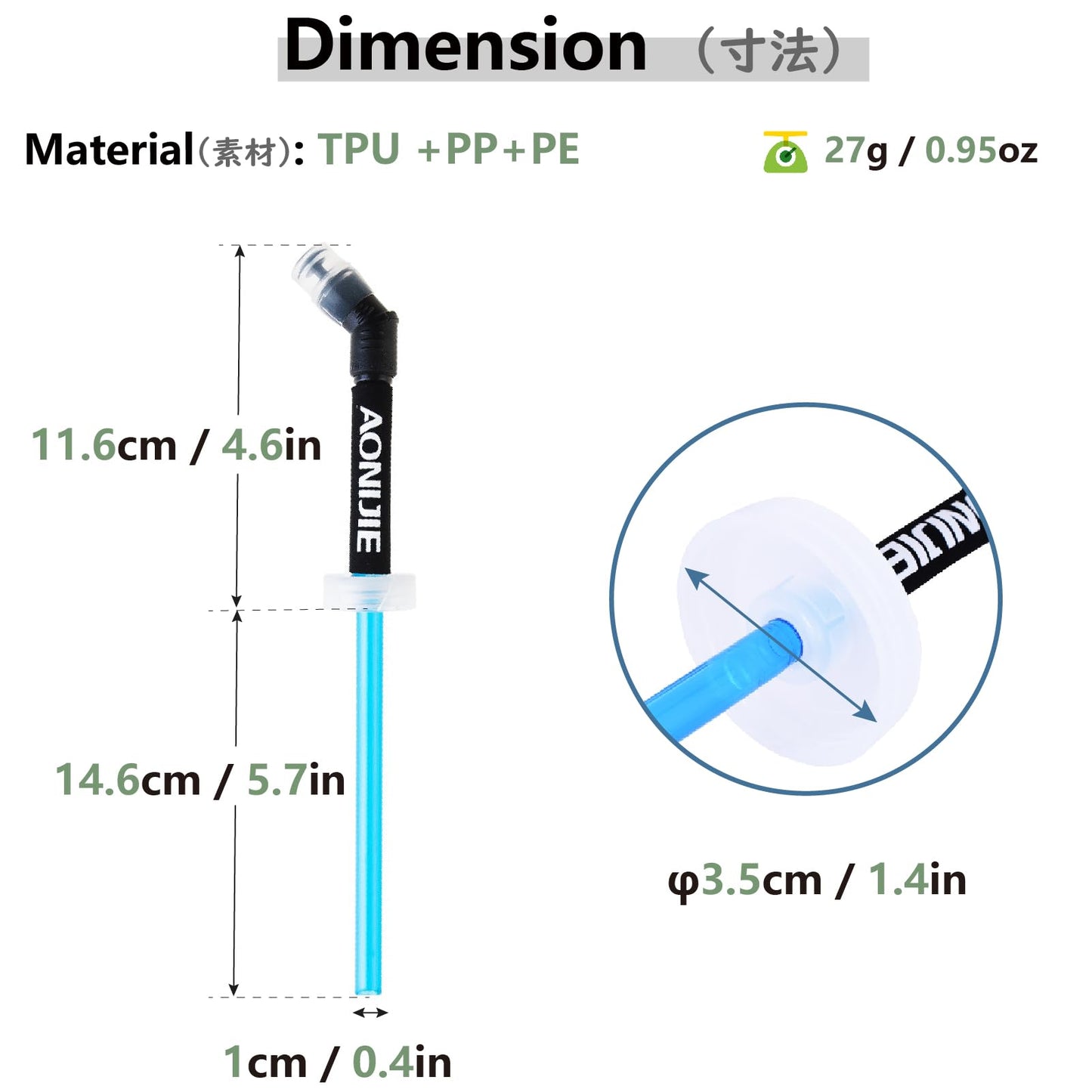 JEELAD Sports Collapsible Water Bottle BPA Free Replacement Straws Lid for Running Water Bottle