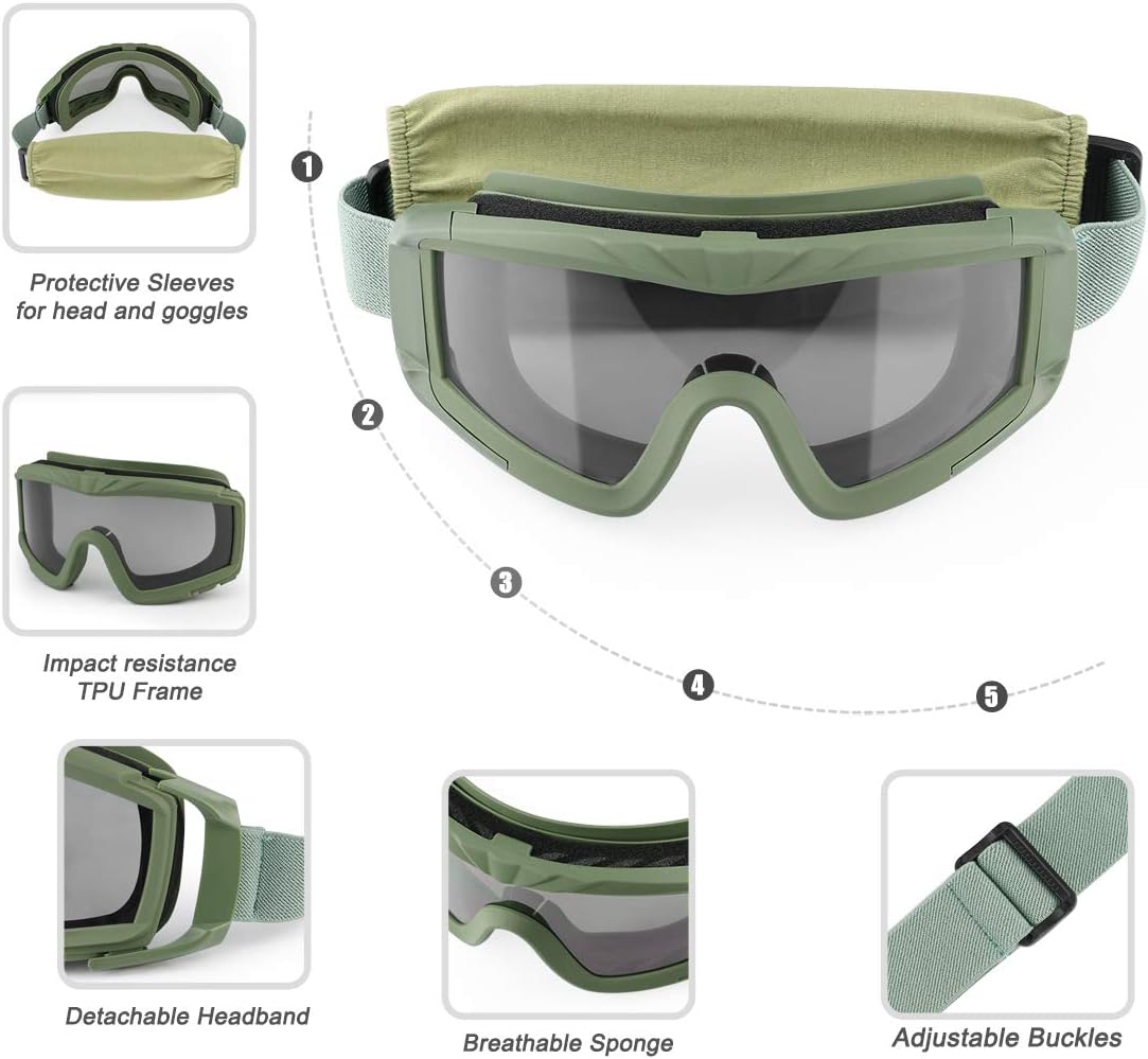 xaegistac Airsoft Goggles Tactical Safety Goggles Anti Fog Glasses Hunting Cycling