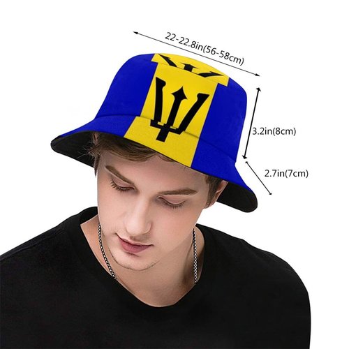 Cute Barbados Flag Bucket Hats Reversible Fisherman Cap Packable Sun Hat for Women Men
