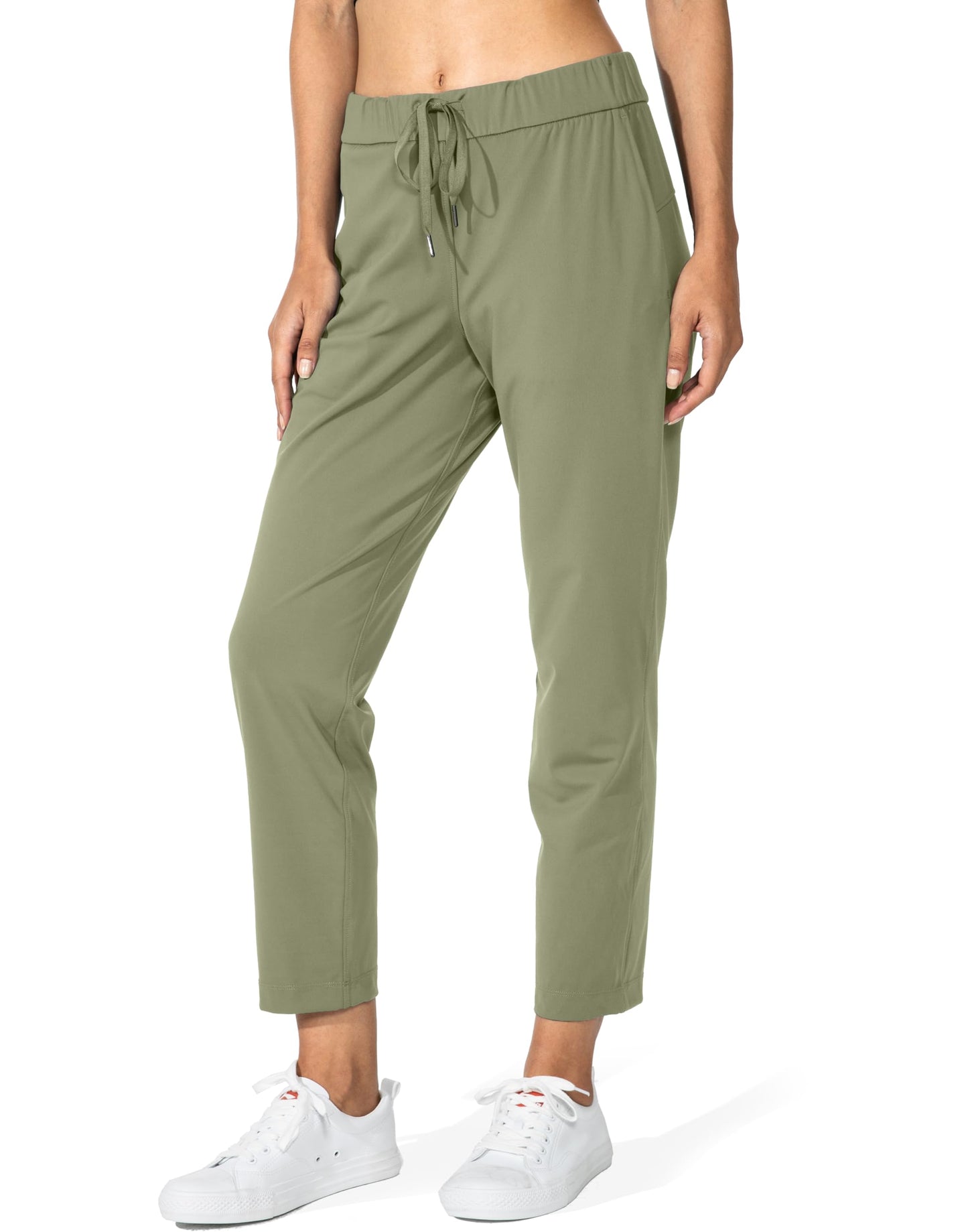 G Gradual Women's Pants with Deep Pockets 7/8 Stretch Sweatpants for Women Athletic, Golf, Lounge, Work (Matcha Green, Large)