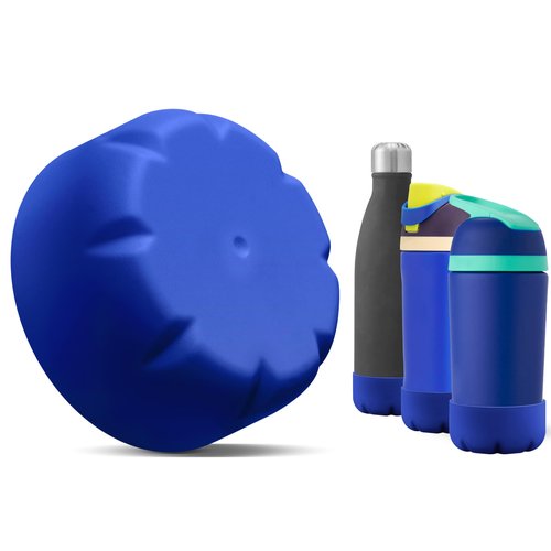 VIKIZUES Silicone Boot Compatible with Owala Kids Water Bottle 14/16 oz & S'well 17oz Water Bottle and More 12/17 oz Stainless Steel Water Bottles, Anti-Slip Bottom Protector Sleeve (Blue)