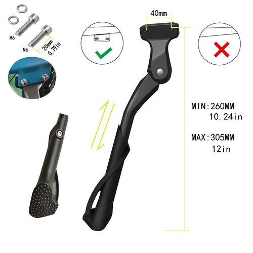 Dewier Bike Kickstand Aluminium Adjustable Bicycle Kickstand suitable Rear Side electric bicycles Fit for 26" 27.5" 29" 700C Bike Kick Stand for Bicycles ebike Kickstand (40mm Hole Distance) Storage