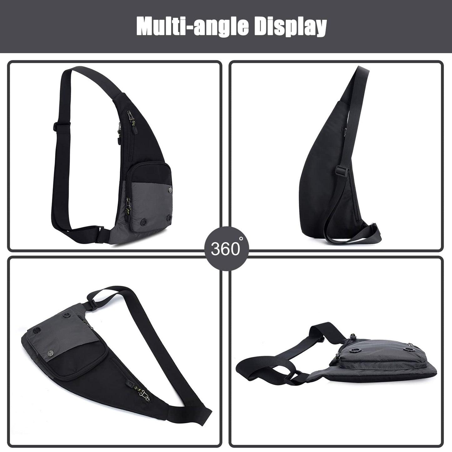 FANDARE Ultralight Sling Bags Outdoor Hiking Daypacks Chest Shoulder Bag Men Crossbody Bags Women Waist Bag Cover Pack Rucksack for Travel Hiking Bicycle Sport Gym Daypacks Small Daypacks Grey B