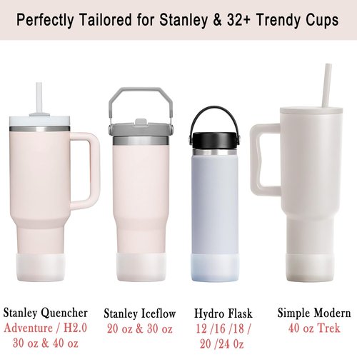 KTKUDY 2-Pack Silicone Boot for Stanley Tumbler 40 30 20 oz & Intended for Hydro Flask 12-24 oz - Cup Boot fit Select Yeti, Simple Modern, Owala Water Bottle - Bottom Cover Accessories Fit Stanley Cup