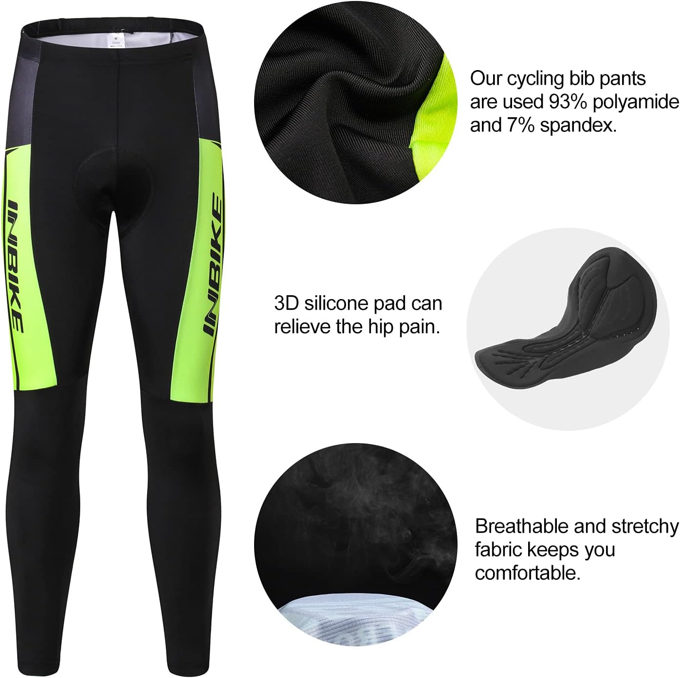 INBIKE Cycling Jersey Mens Set Reflective Breathable Biking Outfit Quick-Dry Bib Bicycle Jersey with 3D Padded Shorts