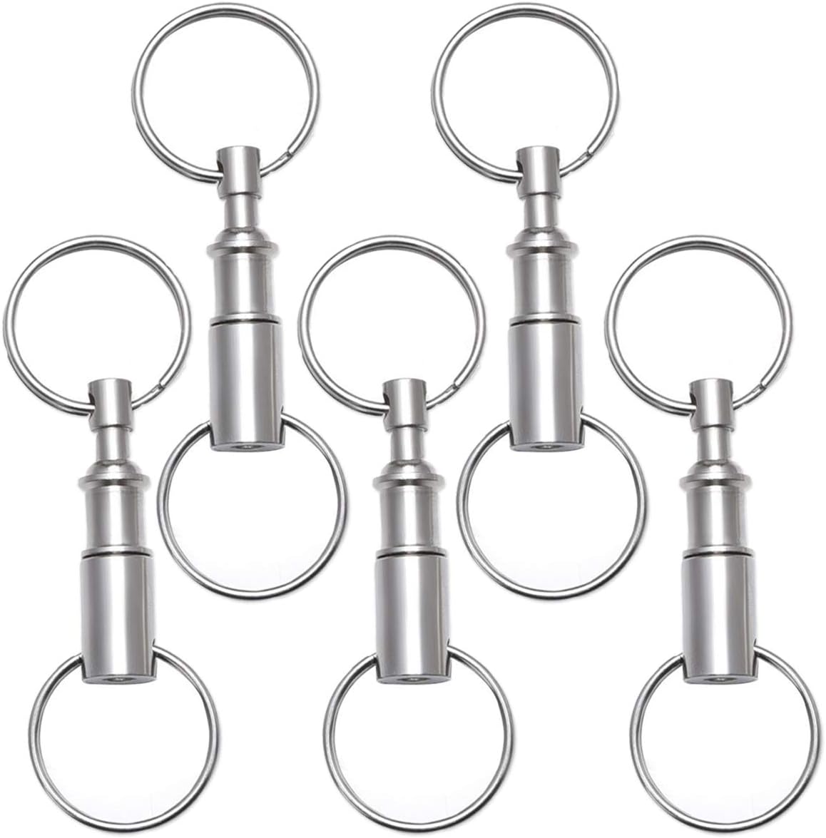 3 Pack Quick Release Detachable Pull Apart Key Rings Keychains,Double Spring Split Snap Seperate Chain Lock holder Convenient Accessory Gift (3Pack)