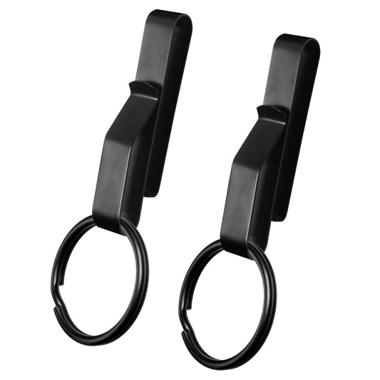 JOTOVO 2 PACK Tactical Stealth Black Extreme Duty Key Ring Holder Special for Police, Law Enforcement and Fire Agencies, Belt Key Clip with Detachable Keyring, Fit for Belt 2.25-Inch Max
