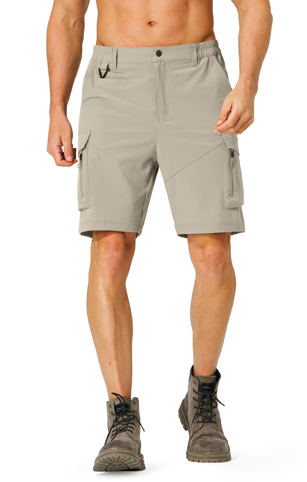 Hugut Men's Hiking Cargo Shorts Quick Dry Lightweight Travel Shorts with Multi Pockets for Fishing Camping Golf