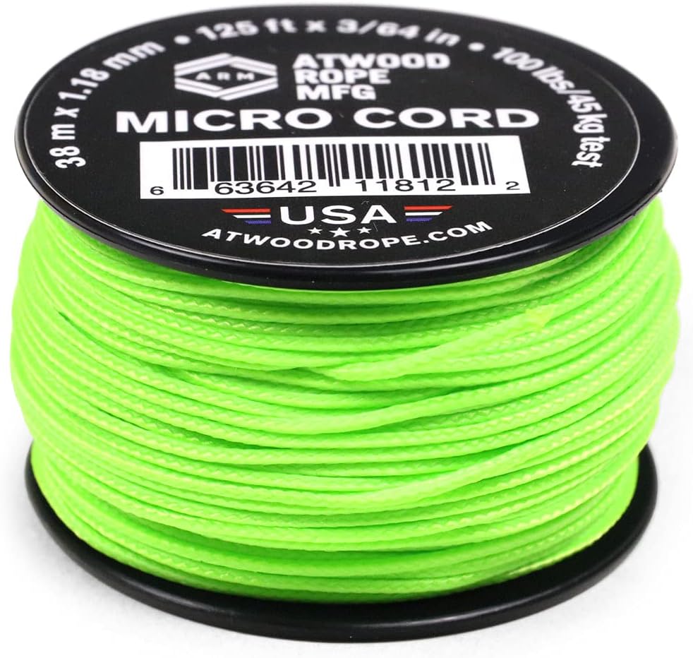Atwood Rope MFG Micro Utility Cord 1.18mm X 125ft Reusable Spool | Tactical Nylon/Polyester Fishing Gear, Jewelry Making, Camping Accessories