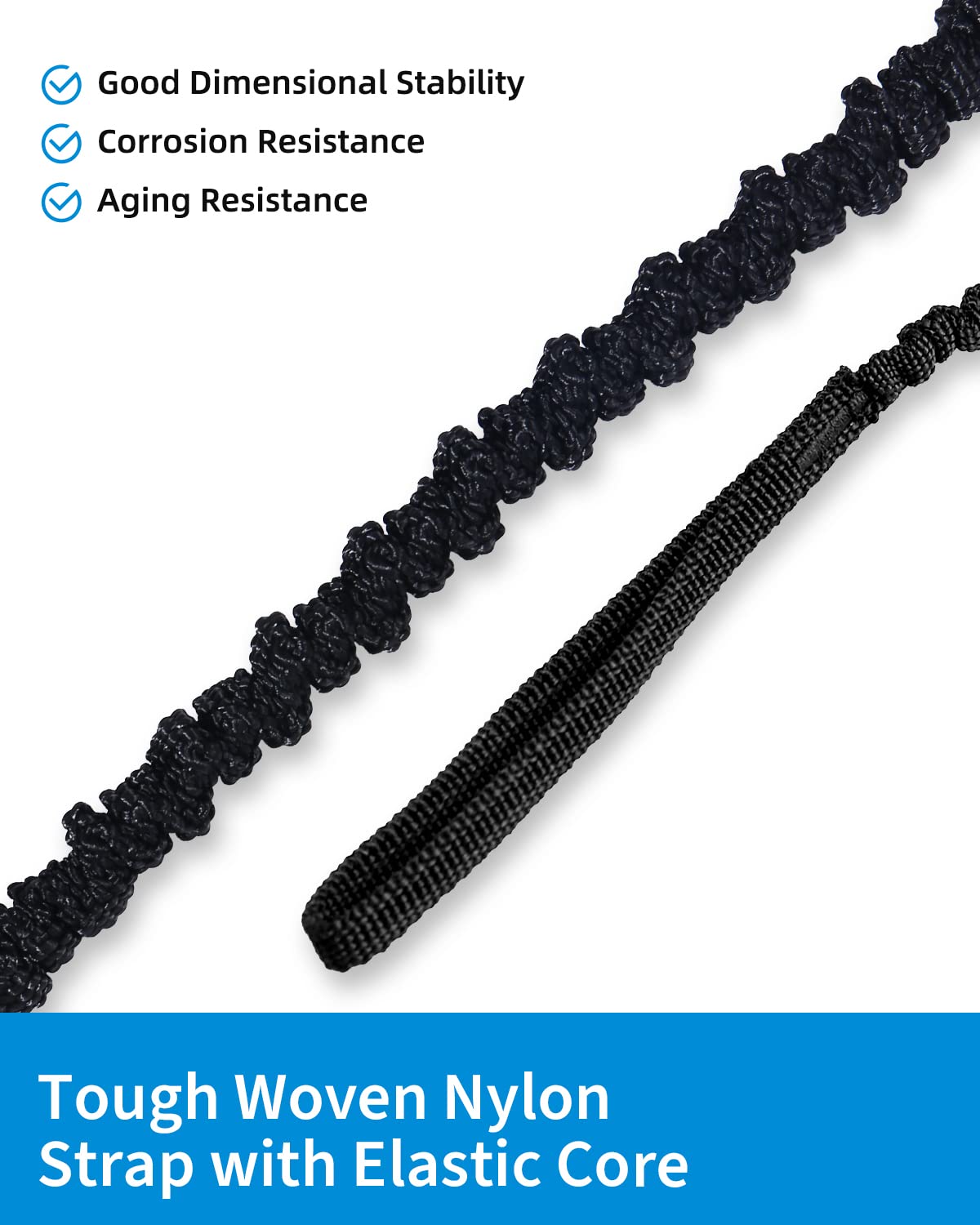 OCEANBROAD Kayak Paddle Leash with D-Ring Stretchable Bungee Strap Lanyard Rope for SUP Kayaking Boating Canoeing Fishing Pole Rod 4-7 Feet Black 4 Pack