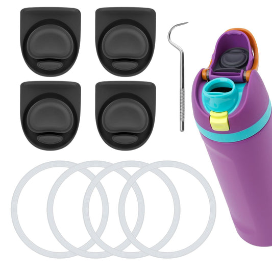 9pcs Water Bottle Replacement Parts Compatible with Owala FreeSip, Water Bottle Seal O Ring & Replacement Stopper for Owala 16/19/24/25/32/40oz Gasket Plug Lid Accessories BPA-Free