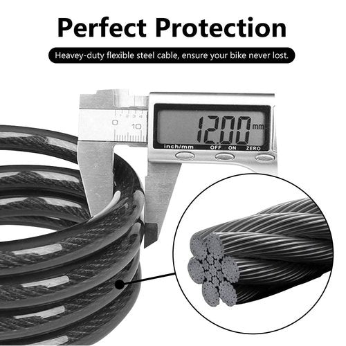 Hidoes Premium Bike Lock, 48 Inches Bike Cable Lock, Durable 4 Digit Resettable Combination Coiling Bicycle Lock, Heavy Duty Anti Theft Cable Locks with Mounting Bracket, 1/2 Inch Diameter