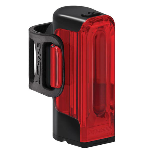LEZYNE Strip Drive Bicycle USB Rechargeable IPX7 Waterproof Red LED Rear Light w/Multiple Solid & Flash Modes | Silicone Rubber Mounting Strap Included, Black, 300 Lumens/USB-C