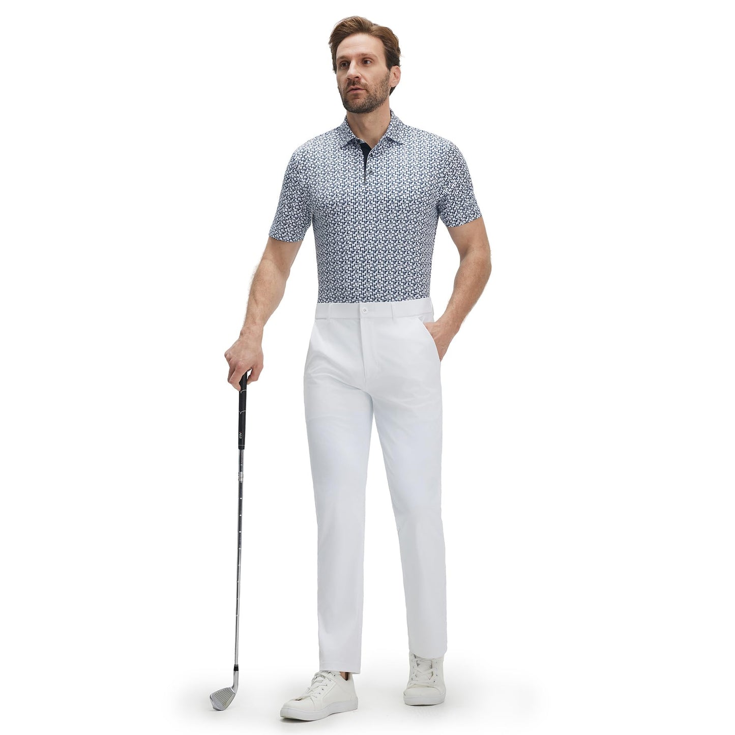 M MAELREG Golf Shirts for Men Dry Fit Print Patterns Performance Moisture Wicking Mens Polo Shirts Short Sleeve