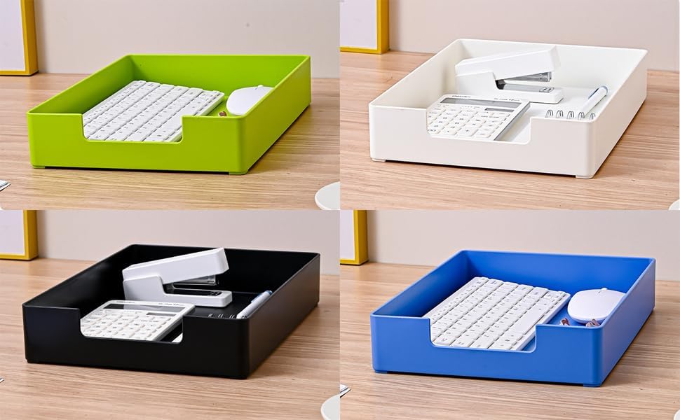 Desk Letter Tray, 2PCS A4 Size Plastic Stackable File Document Organizer, Office Desktop File Paper Holder, Book Storage Rack,Anti-Skid Stacking Support for Office Supplies (White)