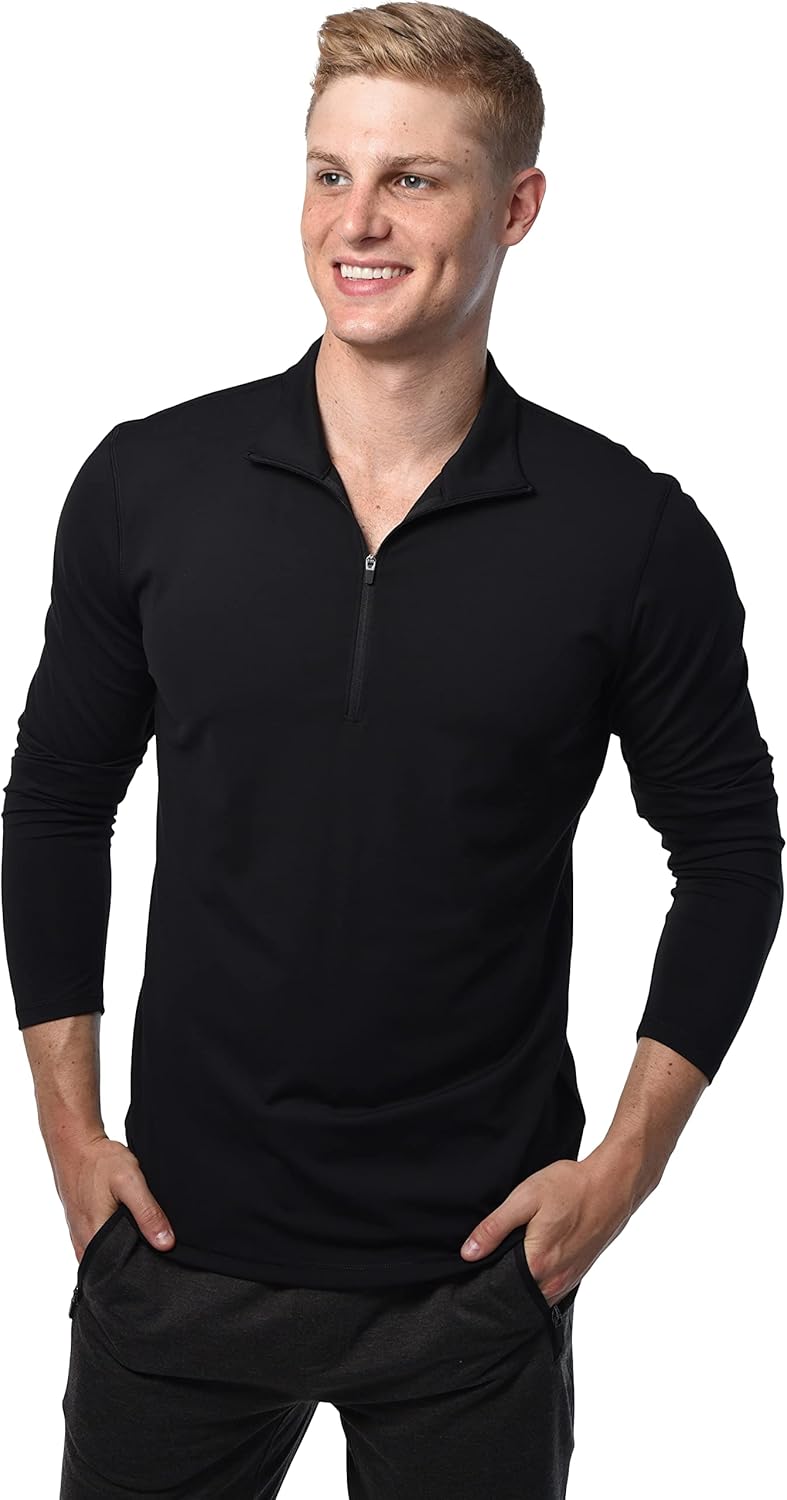 90 Degree By Reflex Soft Half Zip Pullover Long Sleeve Workout Running Shirt for Men