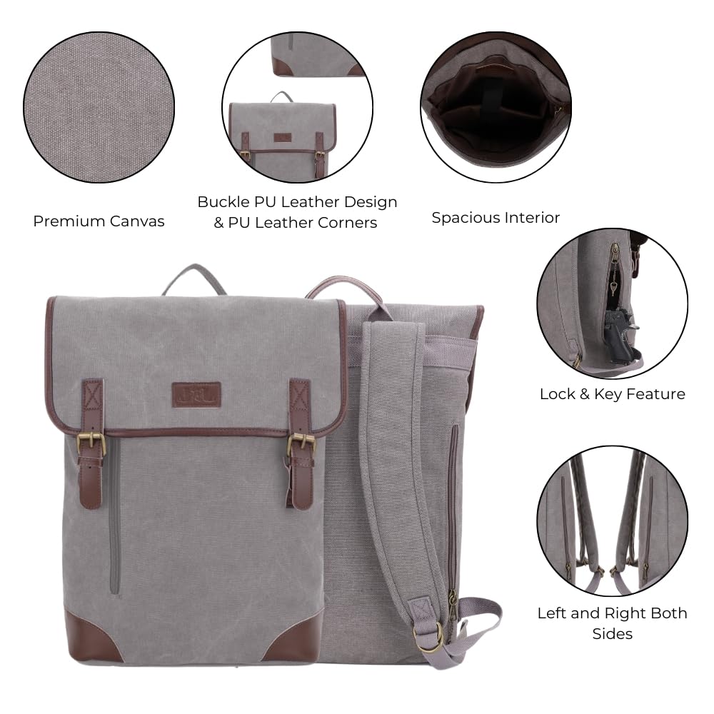 JESSIE & JAMES Vintage Canvas Travel Backpack for Women Men 16 inches Laptop Backpack GREY