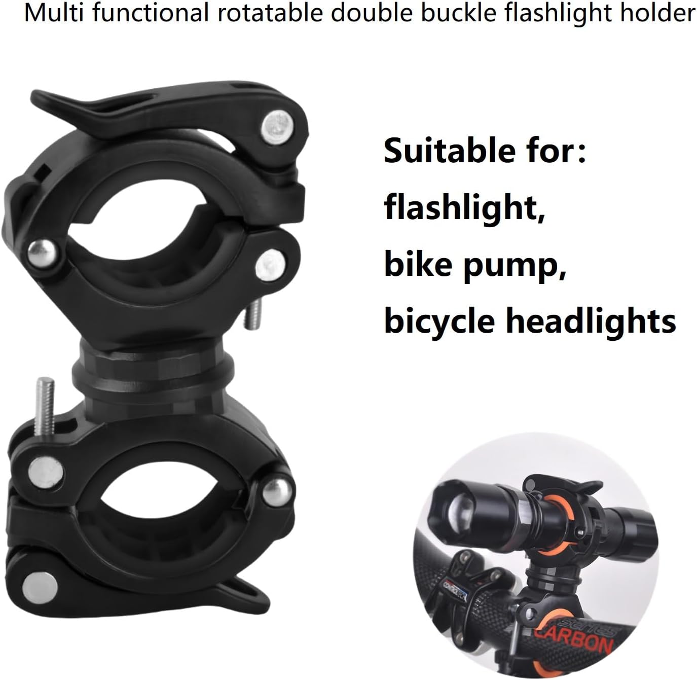 [3 Pack Bike Flashlight Holder, Mount Bicycle Bracket Flashlight Holder Mounting Torch Clip 360 Degree Rotation