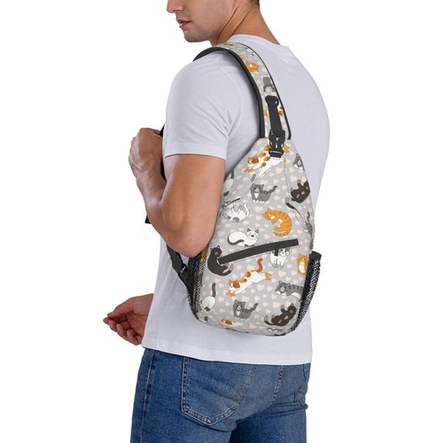 VOOHDDY Cute Cat Kitten Sling Bag For Women Men Fun Animal Travel Hiking Backpack Crossbody Shoulder Chest Bags Casual Daypack Sport